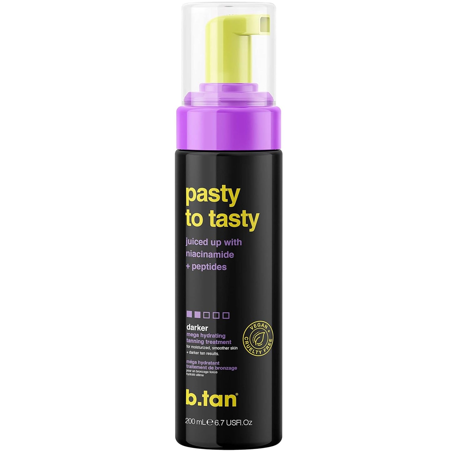b.tan Darker Self Tanner Mousse | Pasty to Tasty - Mega Hydrating Self Tanning Treatment For Bronzed & Delicious Lookin' Skin, Clean Fake Tan, No Fake Tan Smell, 6.7 Fl Oz