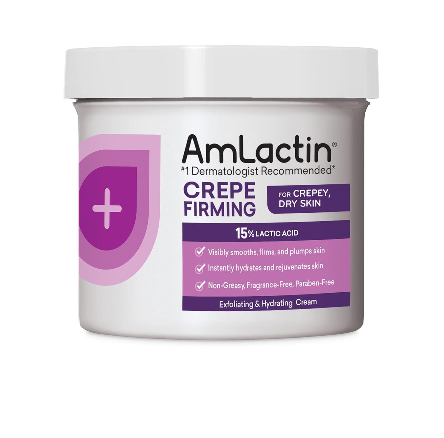AmLactin Crepe Firming Cream - 12 oz Body Cream with 15% Lactic Acid - Exfoliator and Moisturizer for Crepey, Dry Skin_