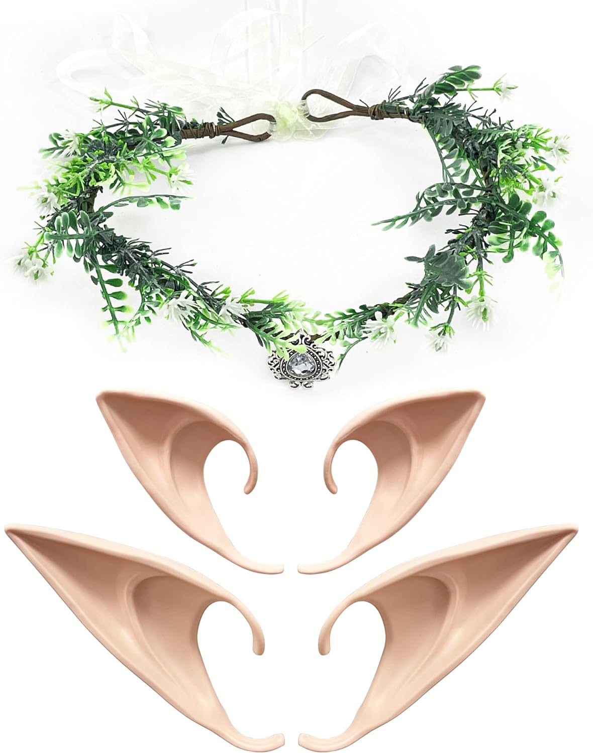 QLINLEAF Elf Ear Cuffs Crown Elf Earring Accessory Cosplay Fairy Pixie Elf Ears