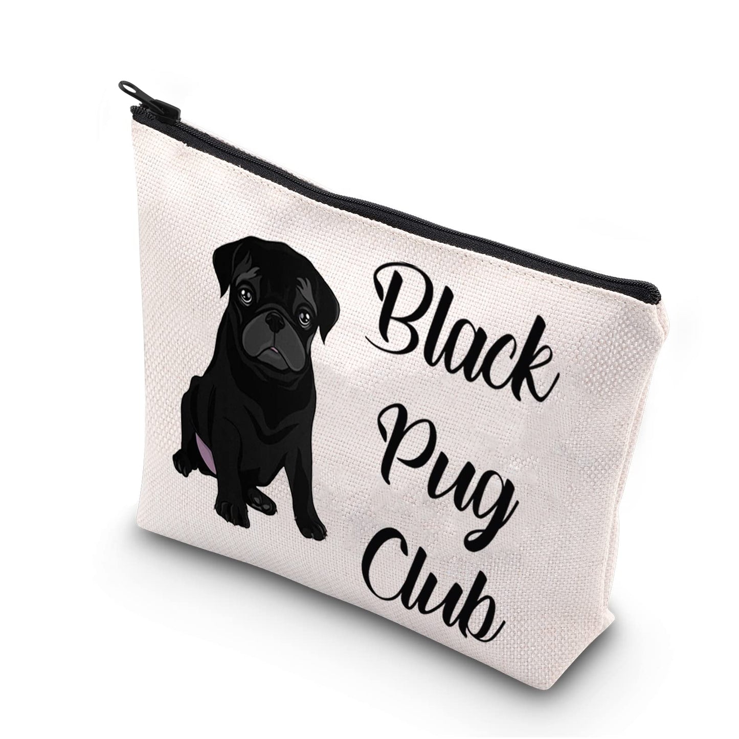 TSOTMO Pug Lover Gift Black Pug Club Puppy Love Women's Pug Life Zipper Pouch Makeup Bag (Black pug club)