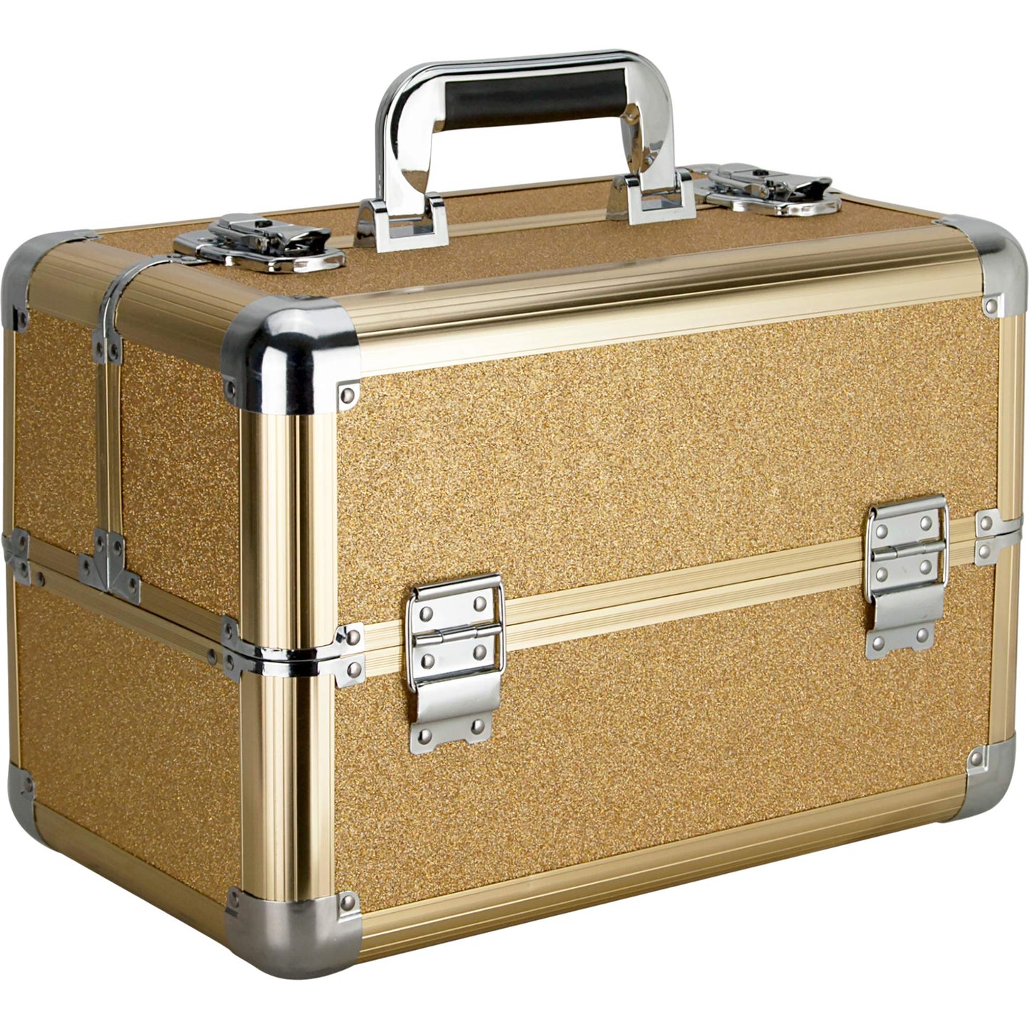 Ver Beauty 4-Tiers Extendable Trays Art Craft Supplies Storage Portable Box Tool Case Organizer Travel Dividers-VP006, Gold Glitter