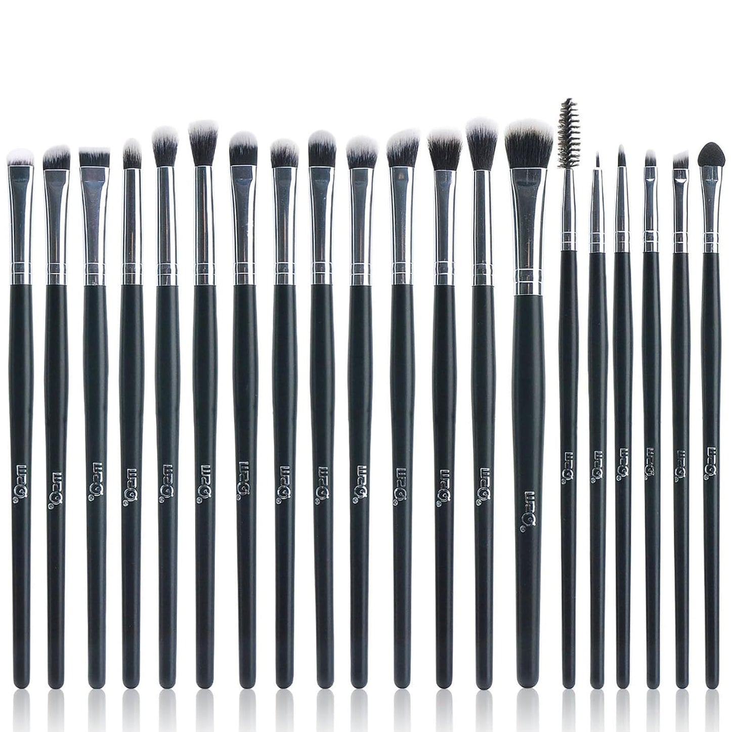 MSQ Eye Makeup Brushes 20pcs Eyeshadow Makeup Brushes Set with Soft Synthetic Hairs & Real Longer Wood Handle for Eyeshadow, Eyelash,Eyebrow, Eyeliner, Blending, Conclear(Black)