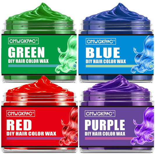 4 Colors Temporary Hair Color For Kids Stocking Stuffers, Christmas Gifts,Temporary Hair Dye,Hair Color Spray Green Red Blue Purple Hair Dye Hair Wax Color,Instant Hair Color Wax DIY Washable Hair Dye