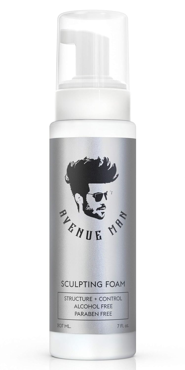 Avenue Man Sculpting Foam for Men (7oz) - Firm Hold Volumizing Hair Mousse with Herbal Extracts Styling Hair Products - Alcohol and Paraben-Free Hair Volumizer (7.0 oz)