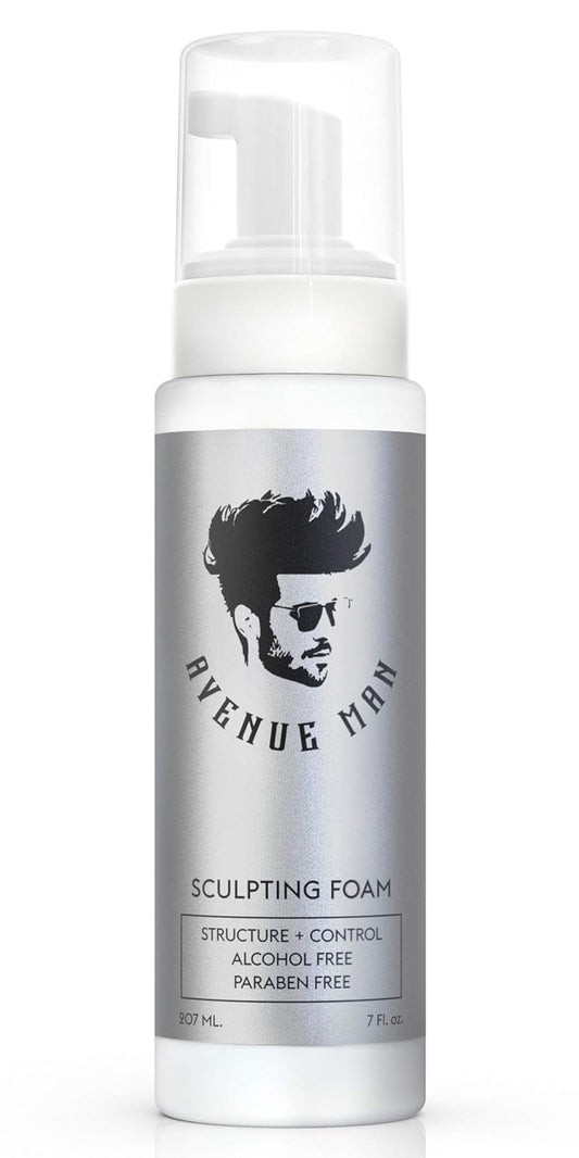 Avenue Man Sculpting Foam for Men (7oz) - Firm Hold Volumizing Hair Mousse with Herbal Extracts Styling Hair Products - Alcohol and Paraben-Free Hair Volumizer (7.0 oz)