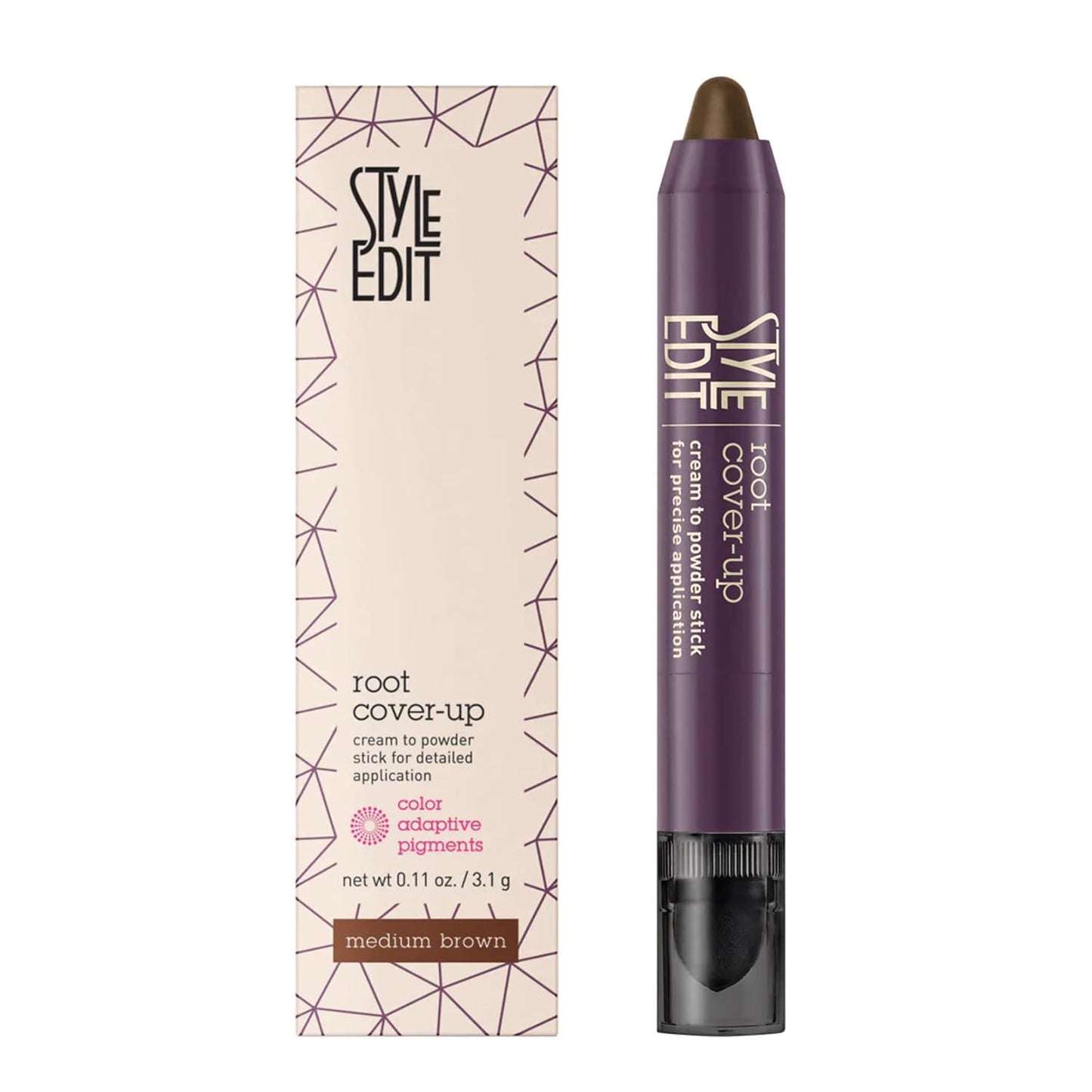 Style Edit Root Touch Up Stick for Medium Brown Hair, Root Concealer for Gray Hair Coverage, Temporary Hair Color, Premium Hair Shading Sponge Pen, Hair Makeup Root Cover Up, 0.11 oz Stick