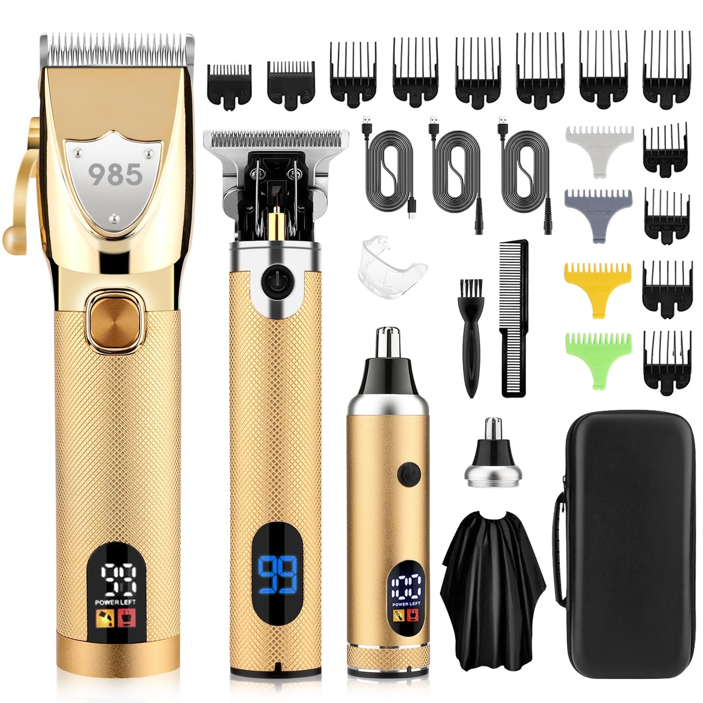 Saoilli Professional Hair Trimmer for Men,Hair Clippers for Men Beard Trimmer Nose Hair Trimmer Set,Cordless Electric Shavers Razor for Men,Barber Clippers T-Blade Trimmer Haircutting Kit