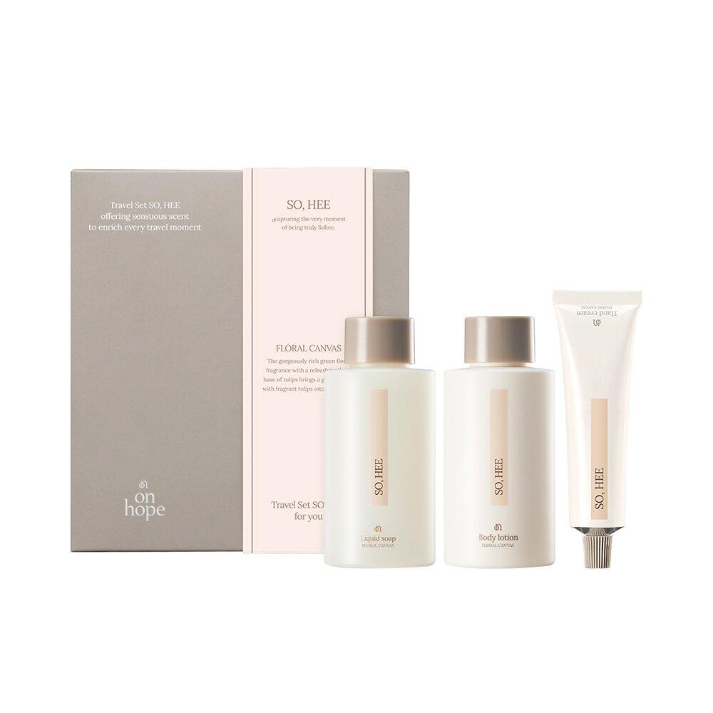 on hope Travel Set (Liquid soap 100mL+Body lotion 100mL+Hand cream 30mL)